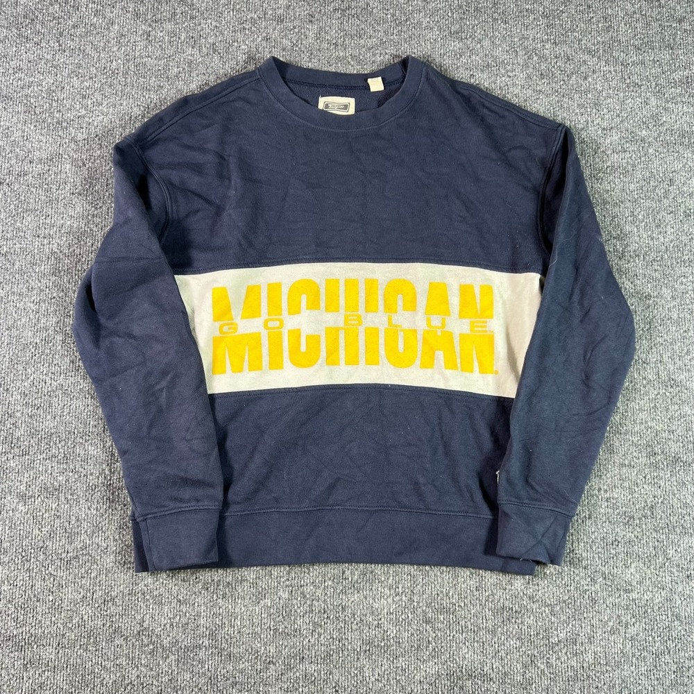 NCAA Tailgate Michigan Wolverines Sweatshirt Mens XS Navy Colorblock Spellout